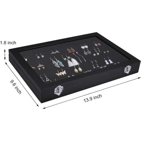 Earring Organizer Tray Velvet Earring Display Organizer Storage Box Premium - Picture 3 of 7